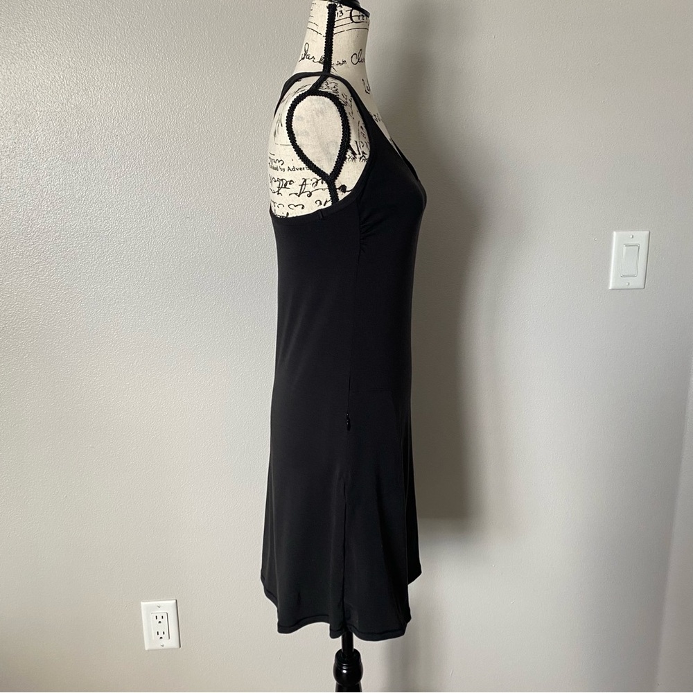 Prana Black Dress Built in Bra Strappy Activewear A-Line LBD Women's Small - Picture 2 of 9